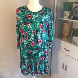 Nwt AJ Amelia James tropical palm floral tunic shirt